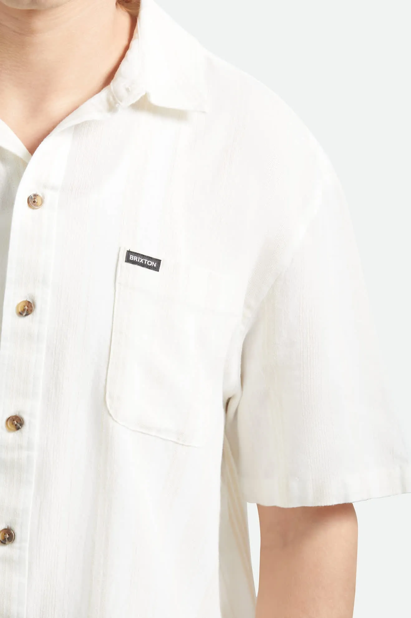 Cru Stripped Dobby Short Sleeve Shirt - Off White sold by Brixton product image thumbnail 4