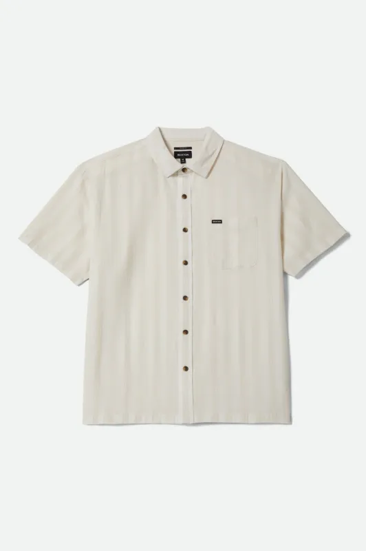 Cru Stripped Dobby Short Sleeve Shirt - Off White sold by Brixton