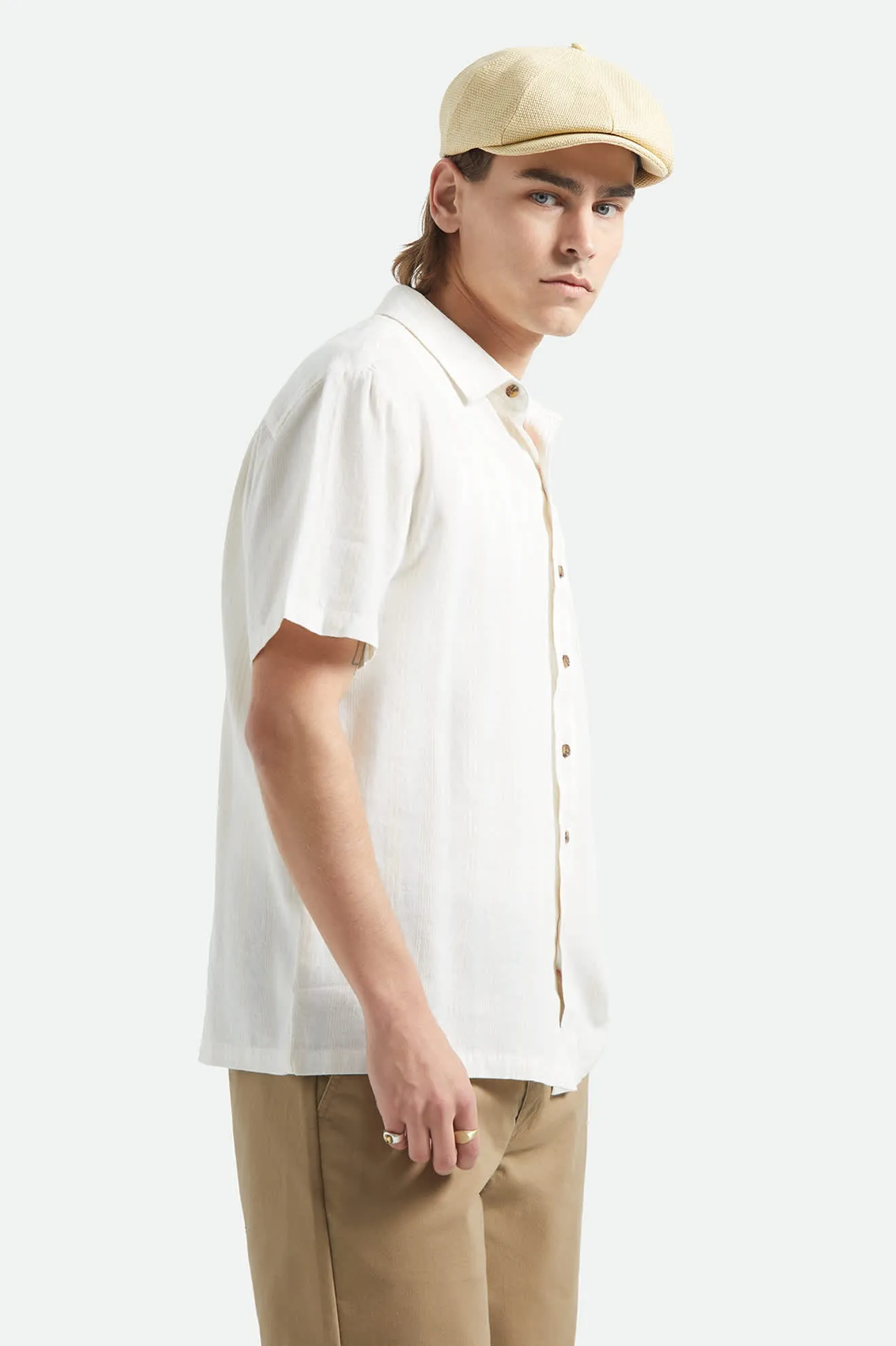 Cru Stripped Dobby Short Sleeve Shirt - Off White sold by Brixton product image thumbnail 5
