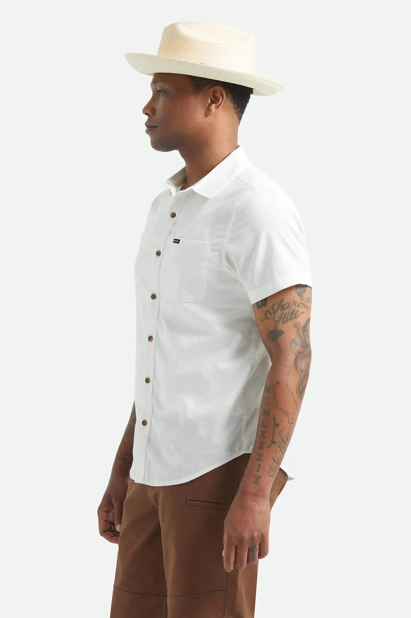 Charter Print Short Sleeve Shirt - Off White Geo sold by Brixton product image thumbnail 3