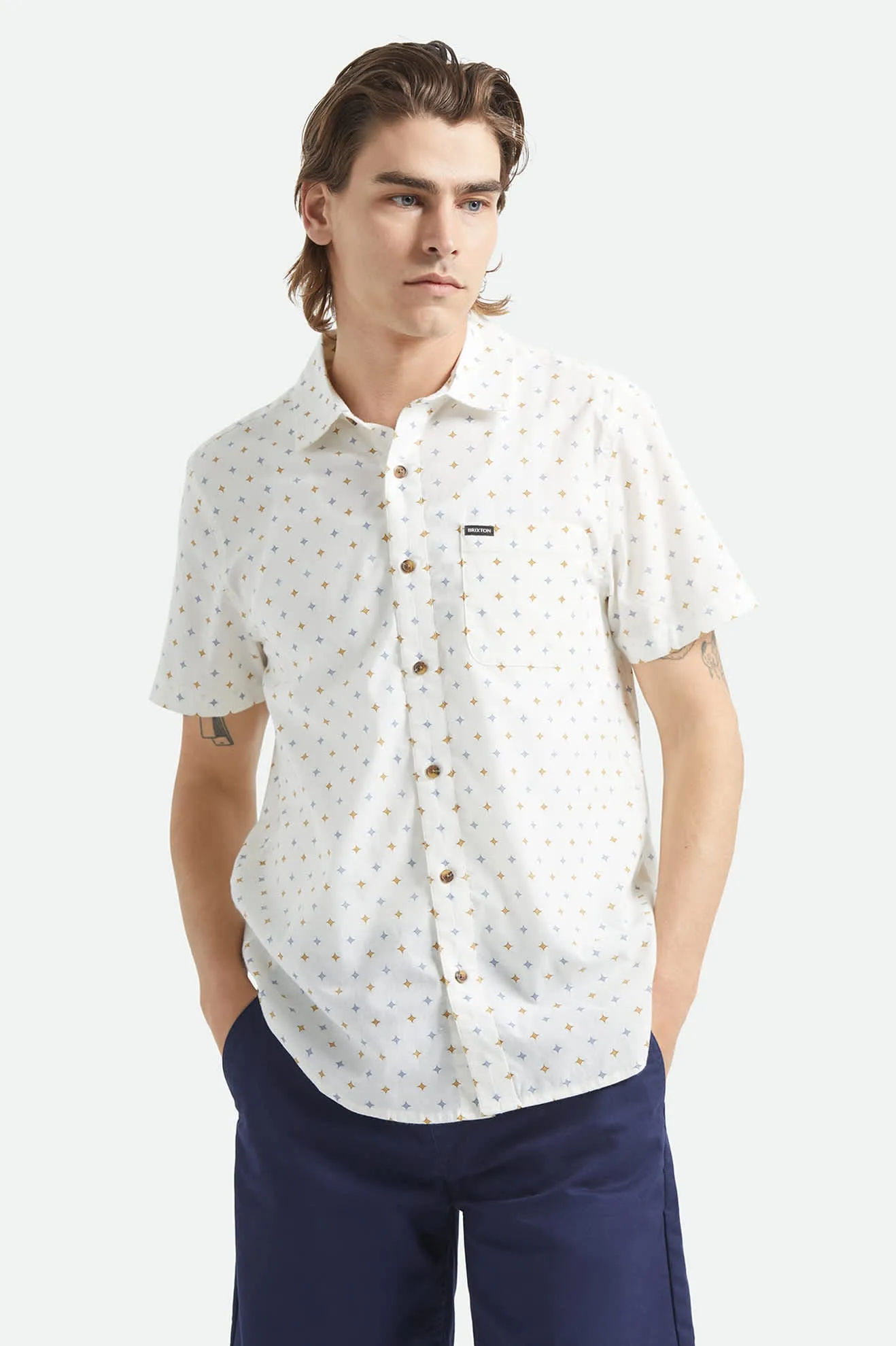 Charter Print Short Sleeve Shirt - Off White/Multi Diamond Tile sold by Brixton product image thumbnail 2