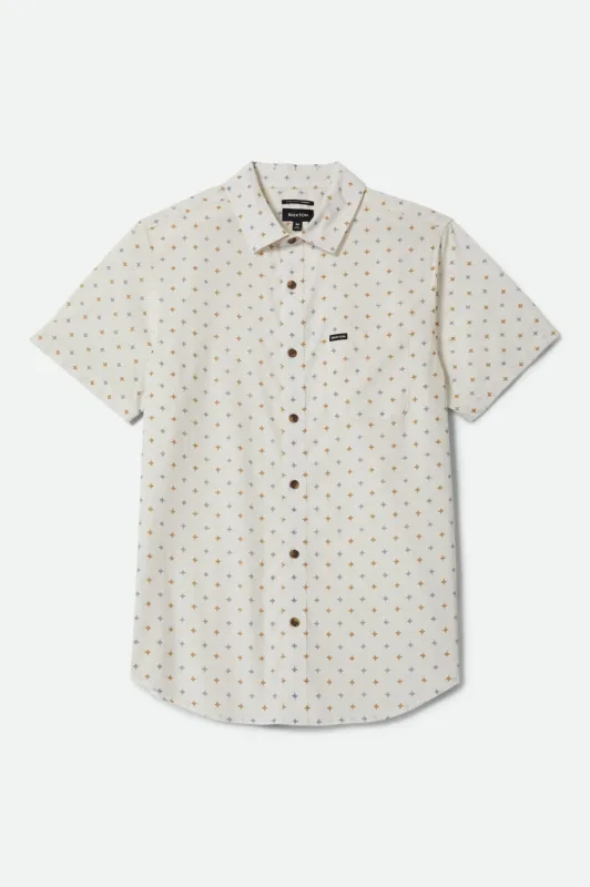 Charter Print Short Sleeve Shirt - Off White/Multi Diamond Tile made by Brixton