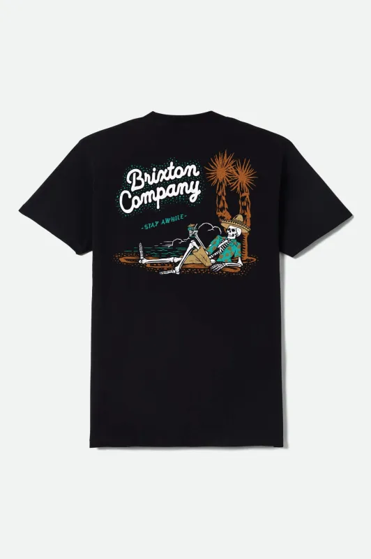 Stay Awhile Short Sleeve T-Shirt - Black made by Brixton