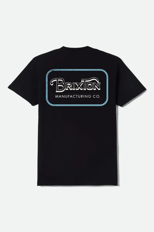 Grade Short Sleeve T-Shirt - Black/Off White/Retro Blue made by Brixton