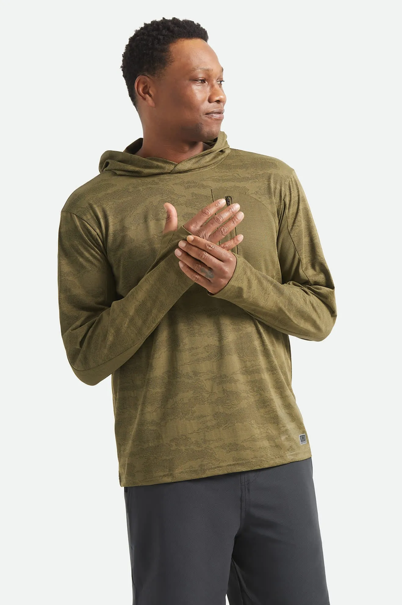 Journey Long Sleeve Sun Hoodie - Olive Tiger Camo sold by Brixton product image thumbnail 5