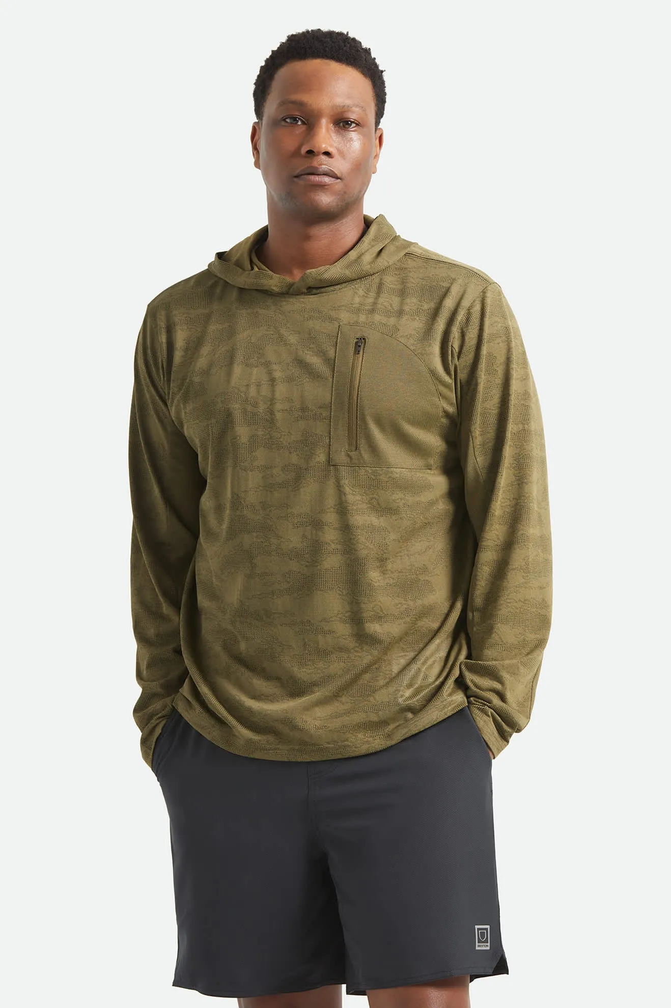 Journey Long Sleeve Sun Hoodie - Olive Tiger Camo sold by Brixton product image thumbnail 2