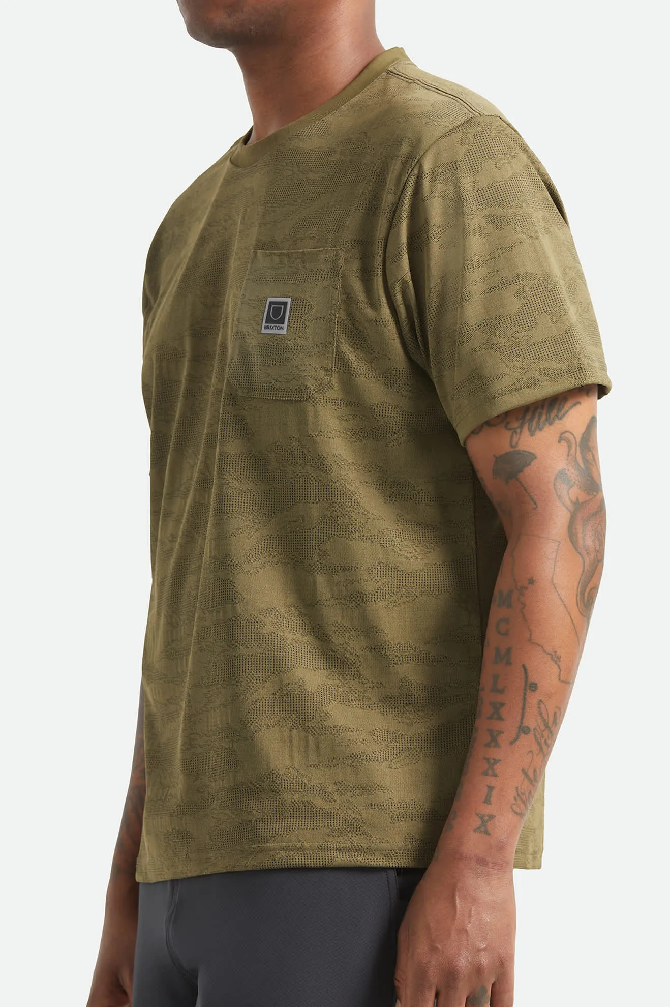 Journey Short Sleeve Pocket T-Shirt - Olive Tiger Camo sold by Brixton product image thumbnail 3