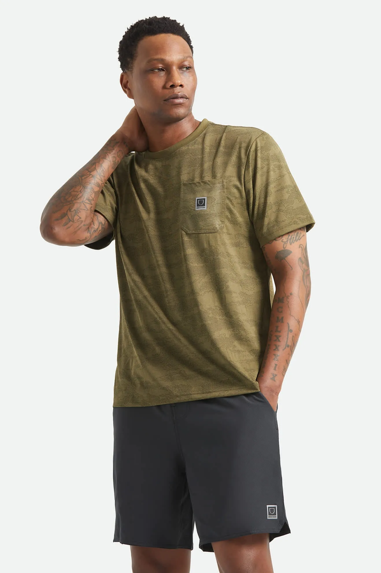 Journey Short Sleeve Pocket T-Shirt - Olive Tiger Camo sold by Brixton product image thumbnail 2