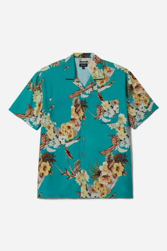 Bunker Vacation Short Sleeve Camp Collar Shirt - Retro Green made by Brixton