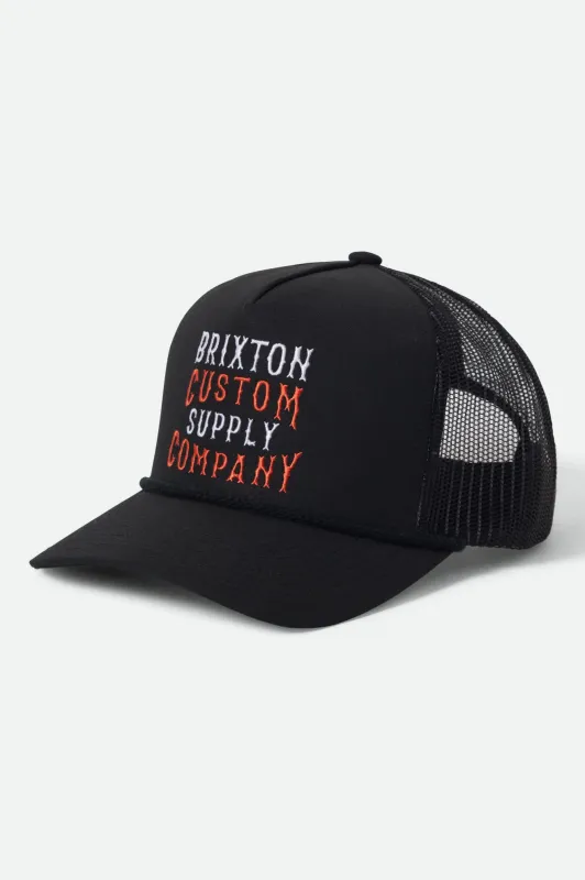 Wheaton NetPlus Trucker Hat - Black/Black made by Brixton