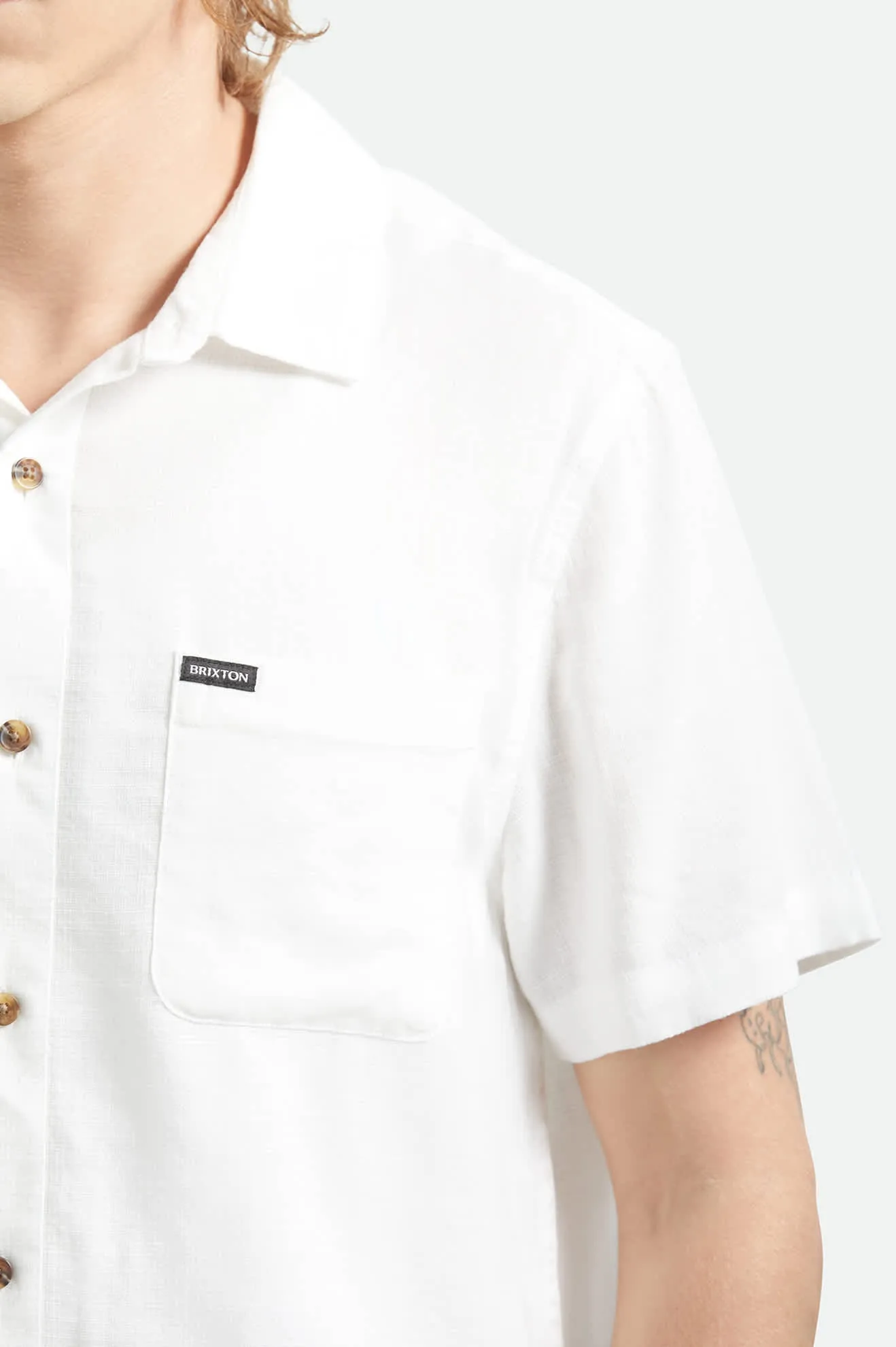 Charter Slub Short Sleeve Shirt - Off White sold by Brixton product image thumbnail 5