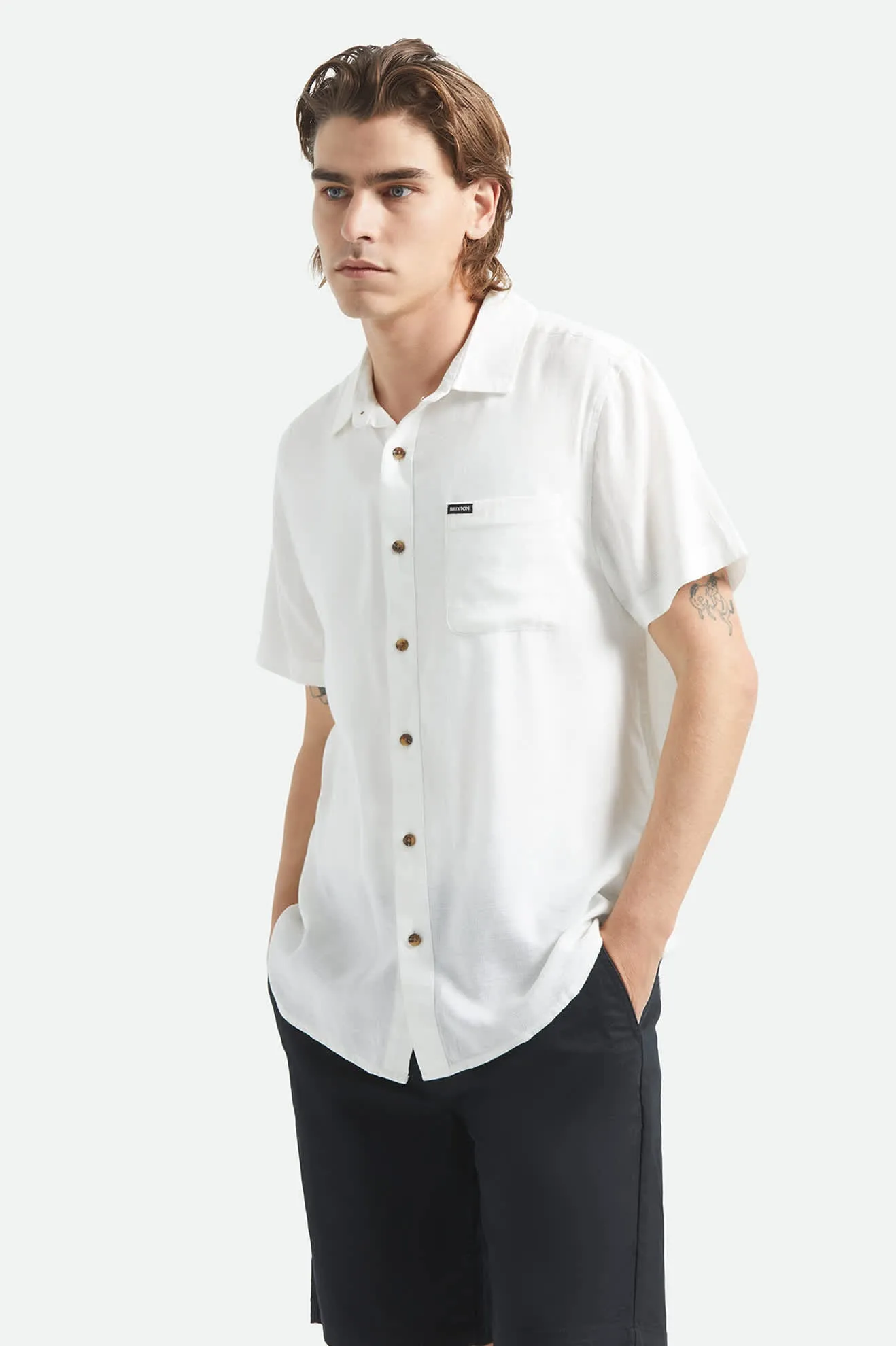Charter Slub Short Sleeve Shirt - Off White sold by Brixton product image thumbnail 2