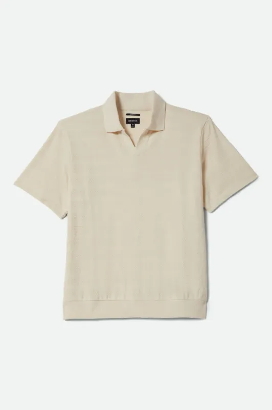 Theo Jacquard Short Sleeve Polo - Cream made by Brixton