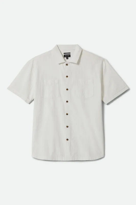Vintage Short Sleeve Shirt - Off White Jacquard Stripe made by Brixton