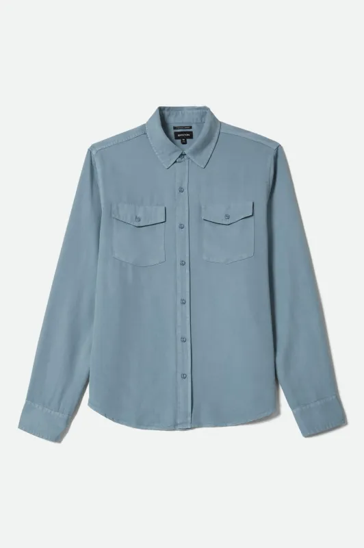 Cool Comfort Wayne Long Sleeve Shirt - Dusty Blue made by Brixton