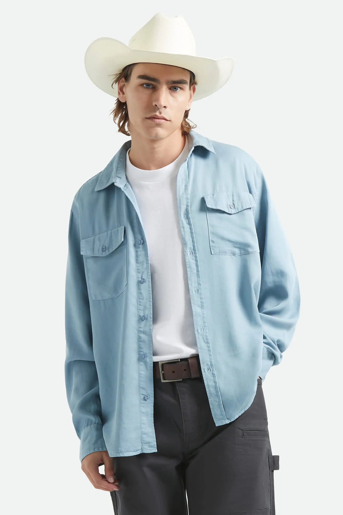 Cool Comfort Wayne Long Sleeve Shirt - Dusty Blue sold by Brixton product image thumbnail 2