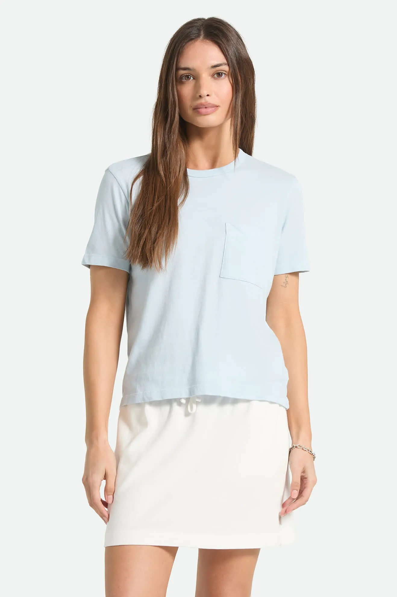 Carefree Organic Garment Dye Perfect T-Shirt - Blue Aura sold by Brixton
