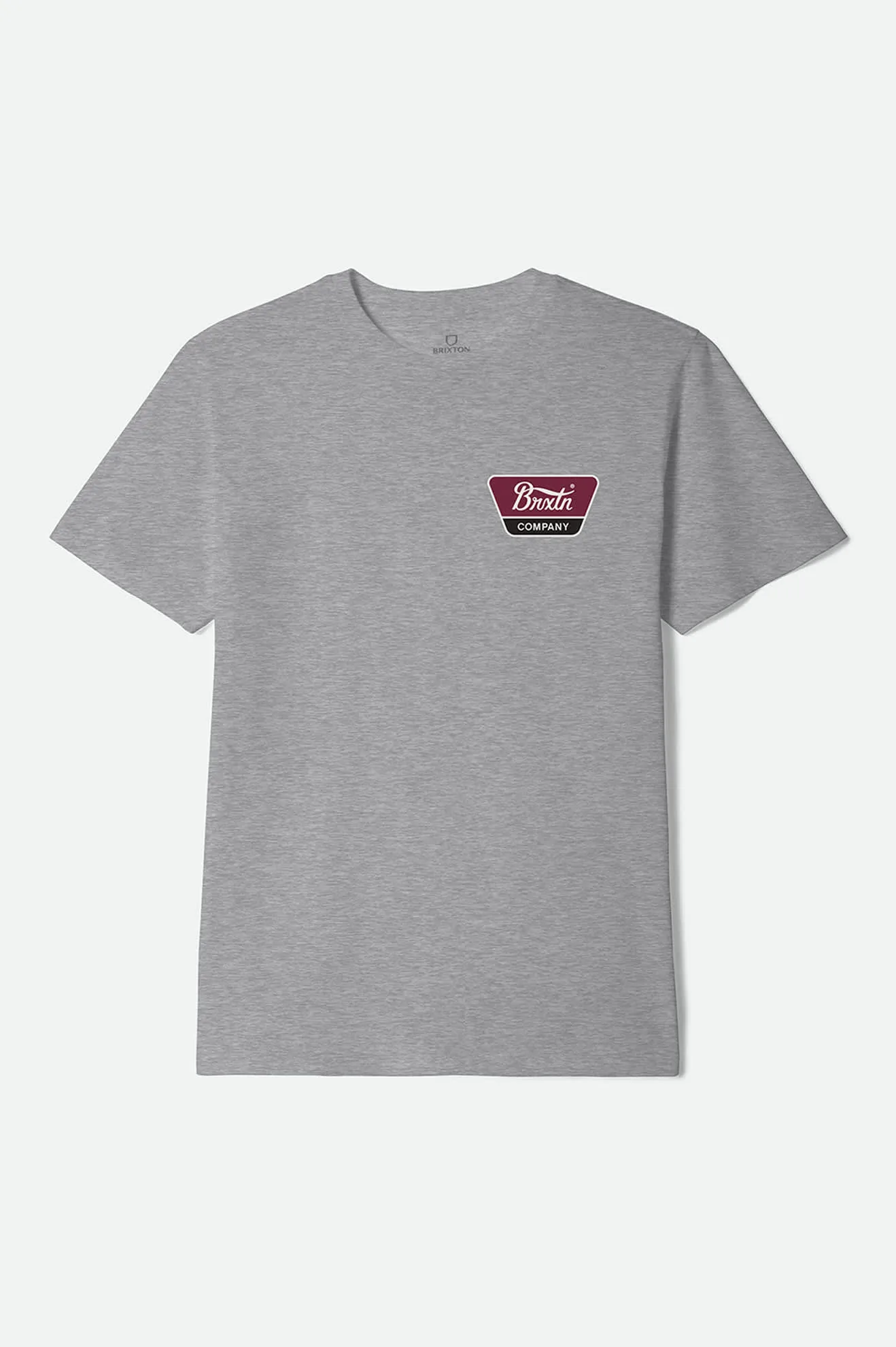 Linwood Short Sleeve Standard T-Shirt - Heather Grey/Off White/Red Mahogany sold by Brixton