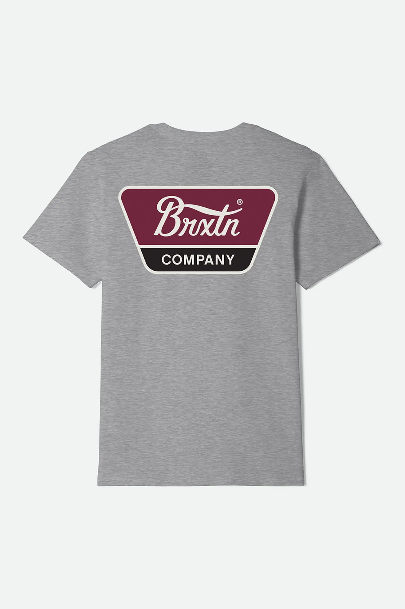 Linwood Short Sleeve Standard T-Shirt - Heather Grey/Off White/Red Mahogany sold by Brixton product image thumbnail 2