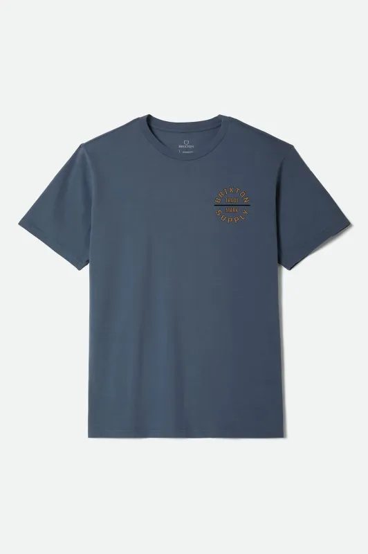 Oath V Short Sleeve Standard T-Shirt - Ocean Breeze/Light Brown/Black made by Brixton