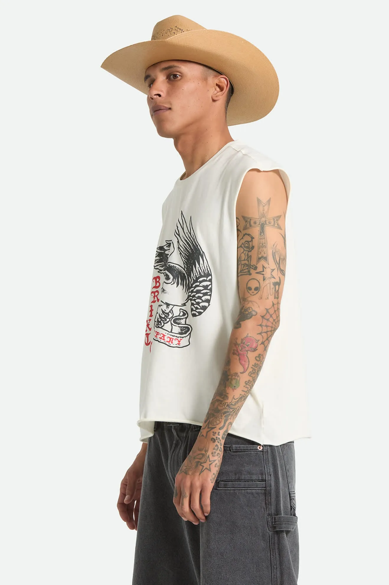 Wolcott Worn In Boxy Muscle Tank - Off White sold by Brixton product image thumbnail 3