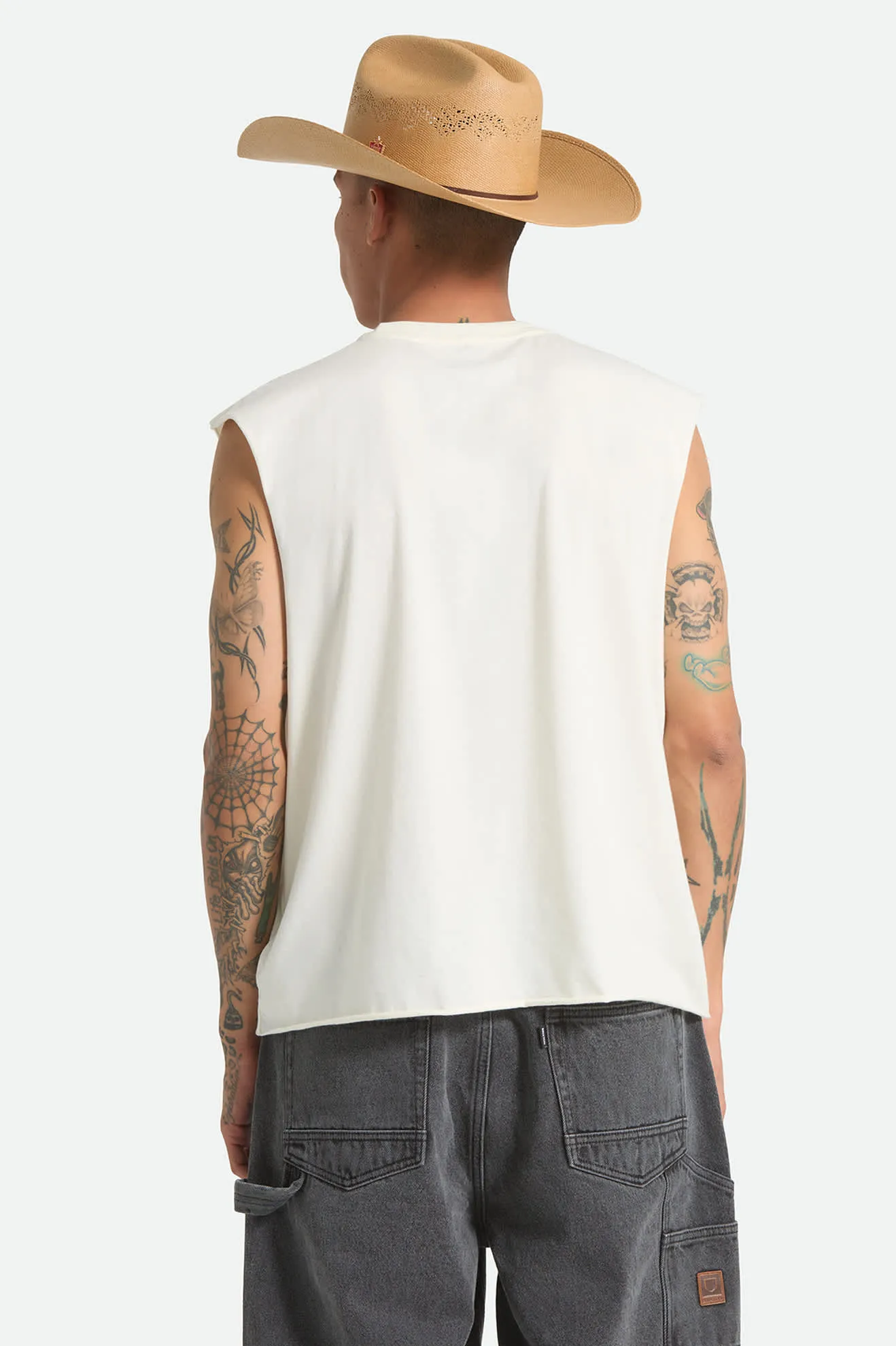 Wolcott Worn In Boxy Muscle Tank - Off White sold by Brixton product image thumbnail 4