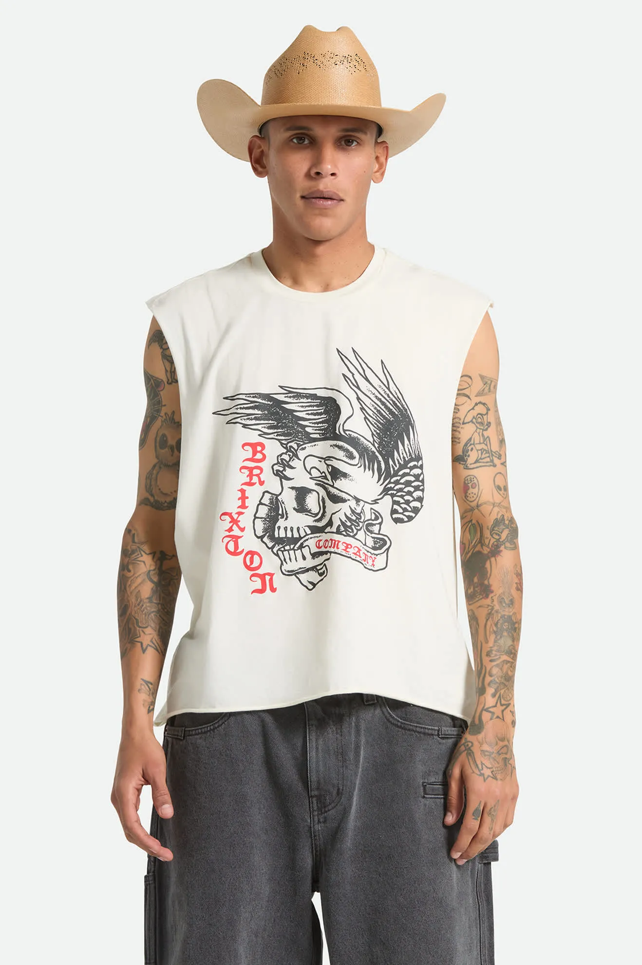 Wolcott Worn In Boxy Muscle Tank - Off White sold by Brixton product image thumbnail 2
