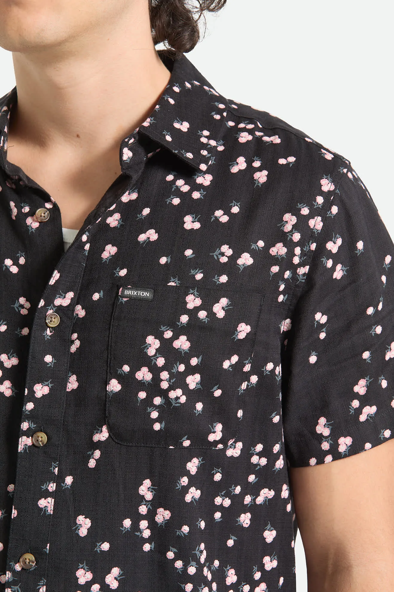 Charter Slub Short Sleeve Shirt - Black/Pink sold by Brixton product image thumbnail 4