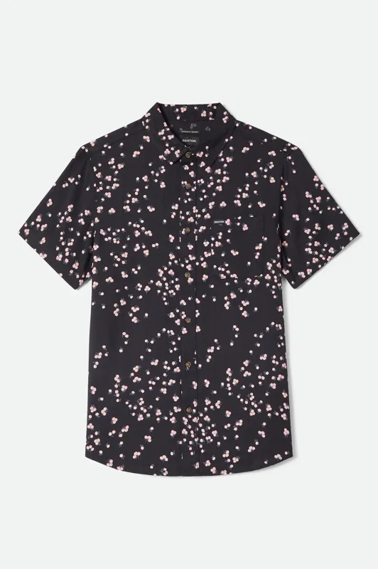 Charter Slub Short Sleeve Shirt - Black/Pink made by Brixton