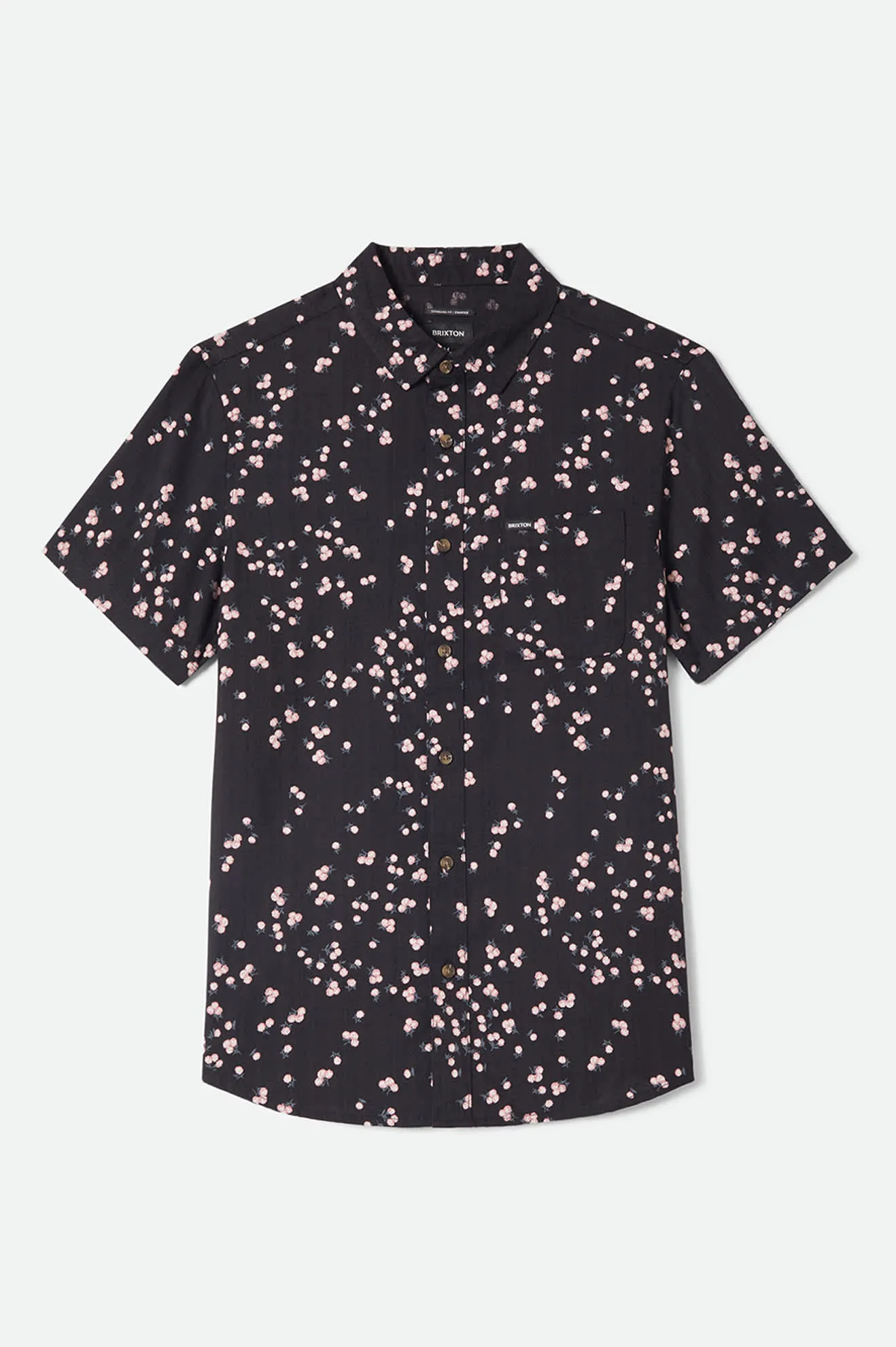 Charter Slub Short Sleeve Shirt - Black/Pink sold by Brixton