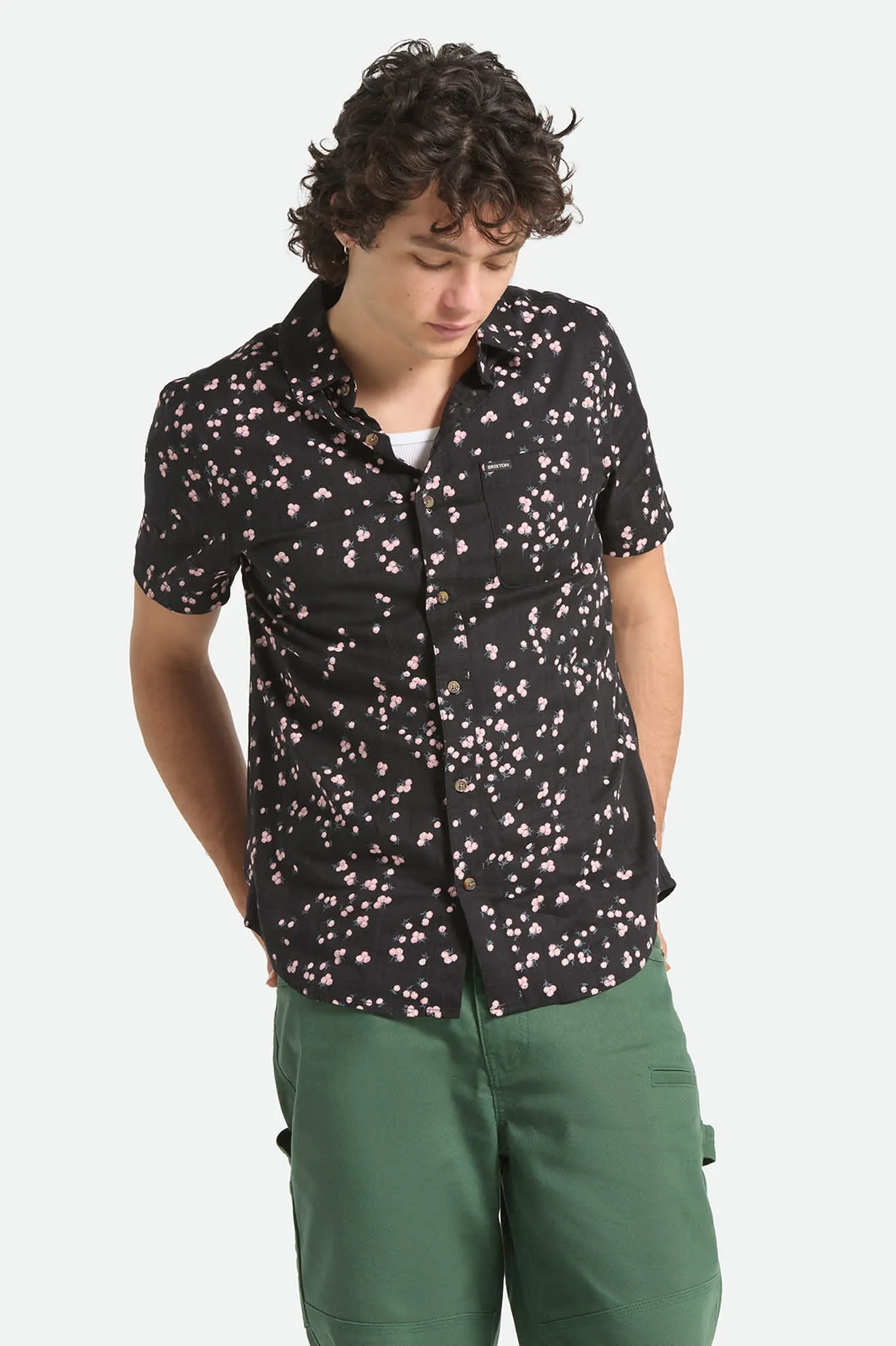 Charter Slub Short Sleeve Shirt - Black/Pink sold by Brixton product image thumbnail 5
