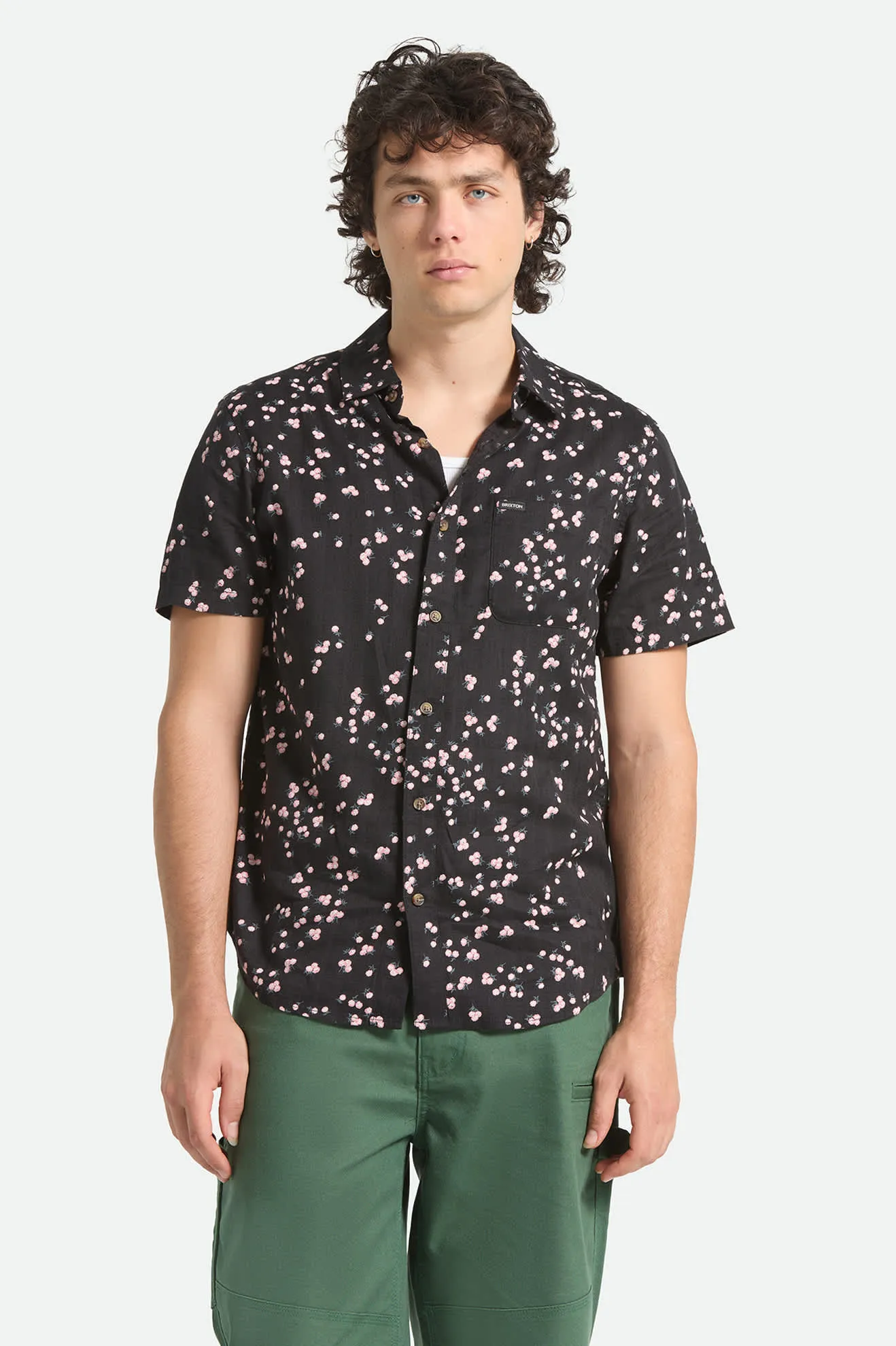 Charter Slub Short Sleeve Shirt - Black/Pink sold by Brixton product image thumbnail 2