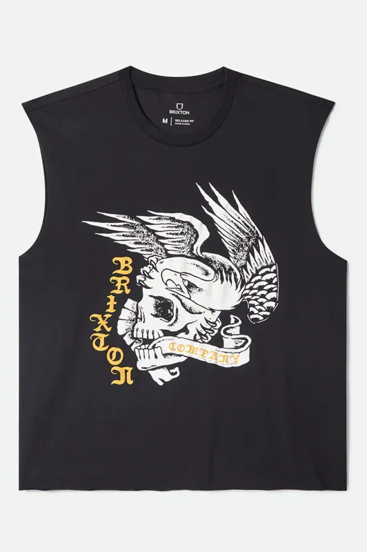 Wolcott Worn In Boxy Muscle Tank - Black made by Brixton