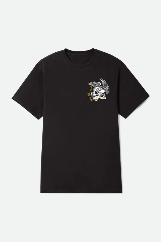 Wolcott Short Sleeve Standard T-Shirt - Black Worn Wash made by Brixton