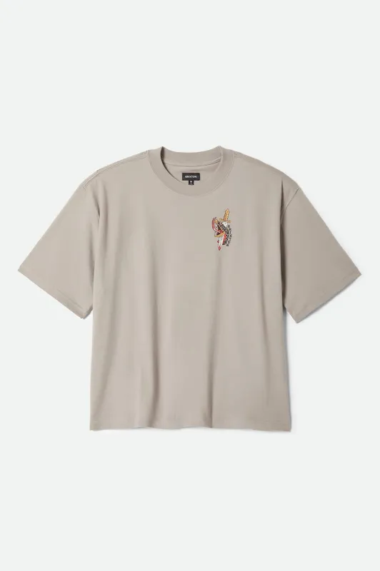 Sword Short Sleeve Boxed Crop T-Shirt - Pebble Stone made by Brixton
