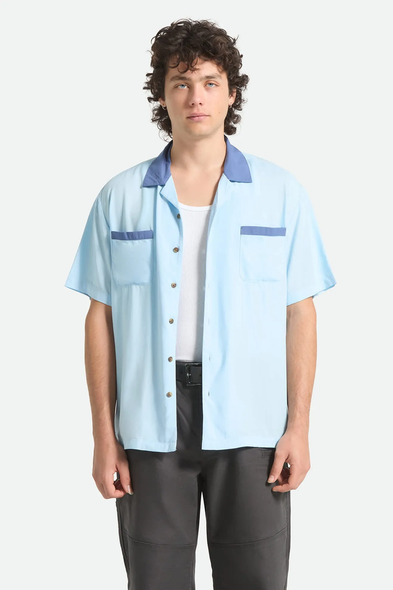 Lafayette Short Sleeve Shirt - Blue Aura sold by Brixton product image thumbnail 2