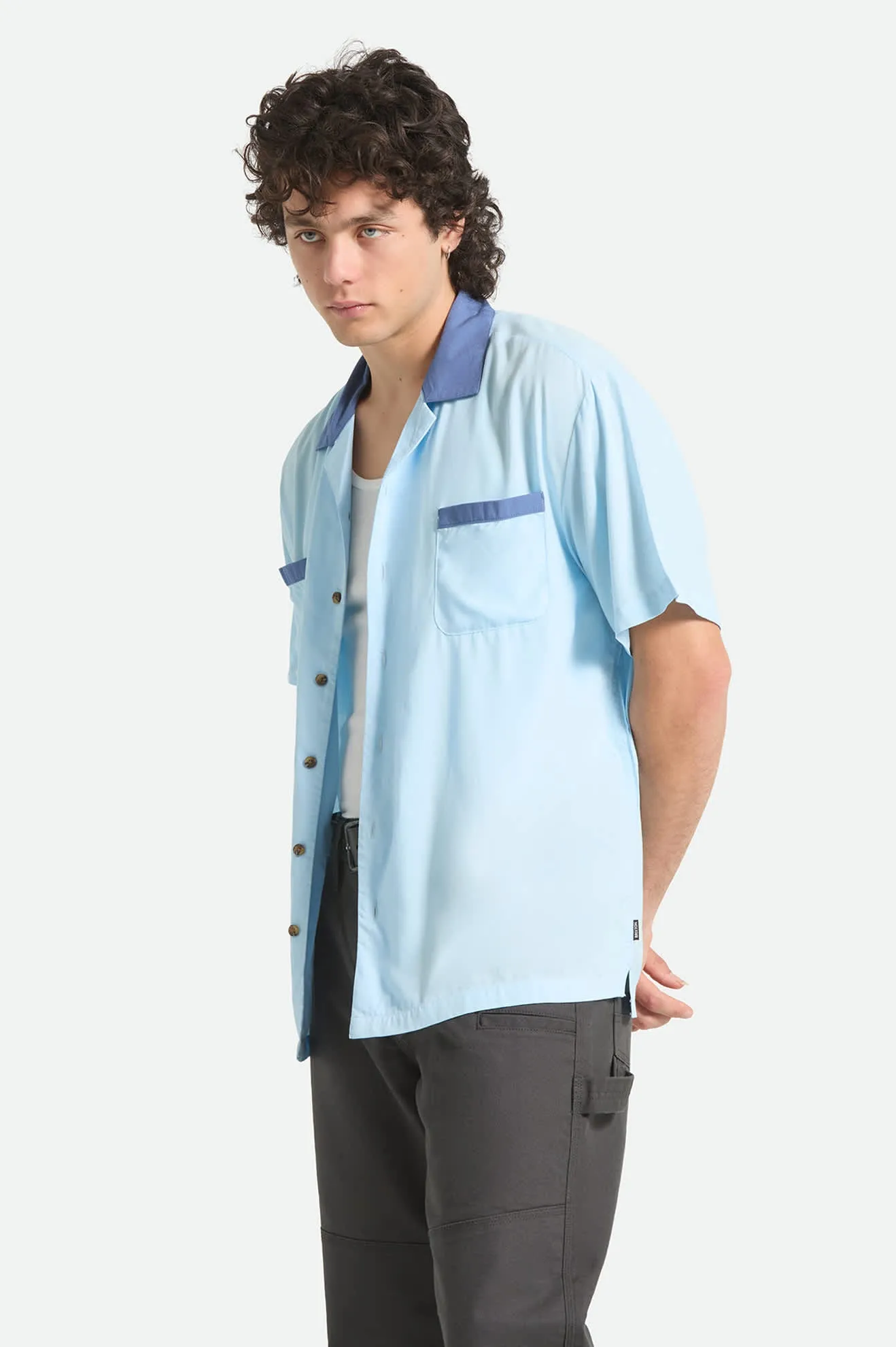 Lafayette Short Sleeve Shirt - Blue Aura sold by Brixton product image thumbnail 3