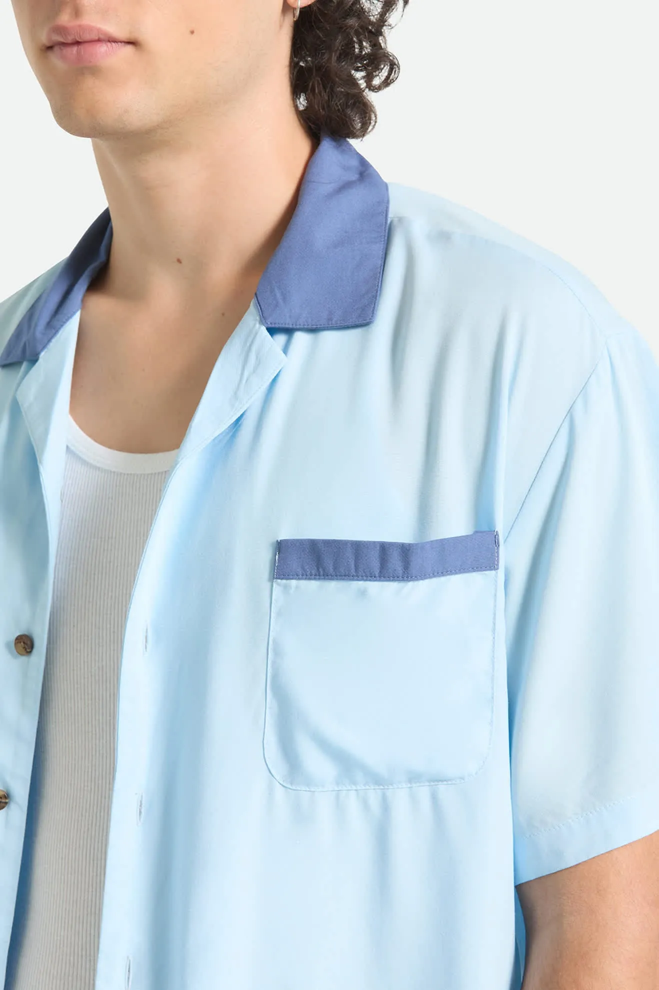 Lafayette Short Sleeve Shirt - Blue Aura sold by Brixton product image thumbnail 5