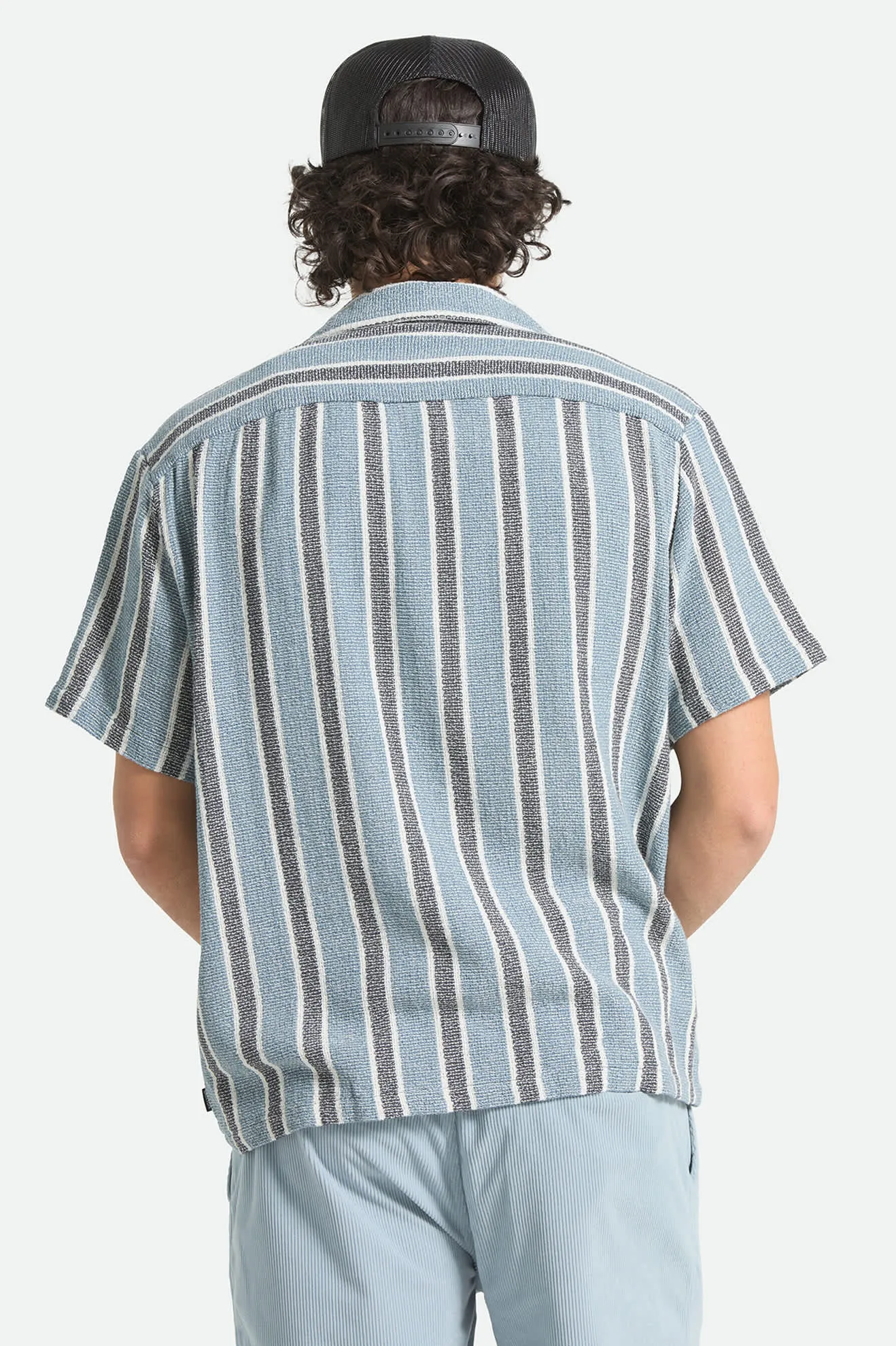 The Dexter Textured Stripe Short Sleeve Shirt - Black/Dusty Blue sold by Brixton product image thumbnail 3
