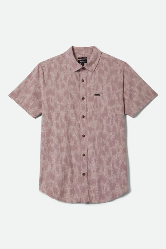 Charter Print Short Sleeve Shirt - Dark Pink/Silver Crackle Paint made by Brixton