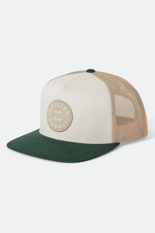 Oath Trucker Hat - Off White/Primal Green/Sand made by Brixton