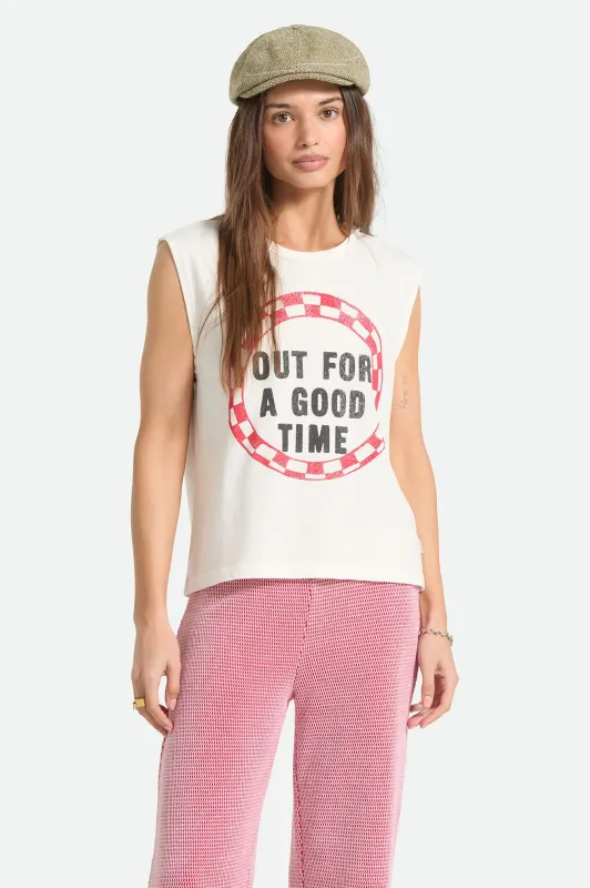 Out For A Good Time Muscle Tank - Off White made by Brixton