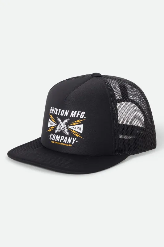 Danton Netplus Trucker Hat - Black/Black made by Brixton