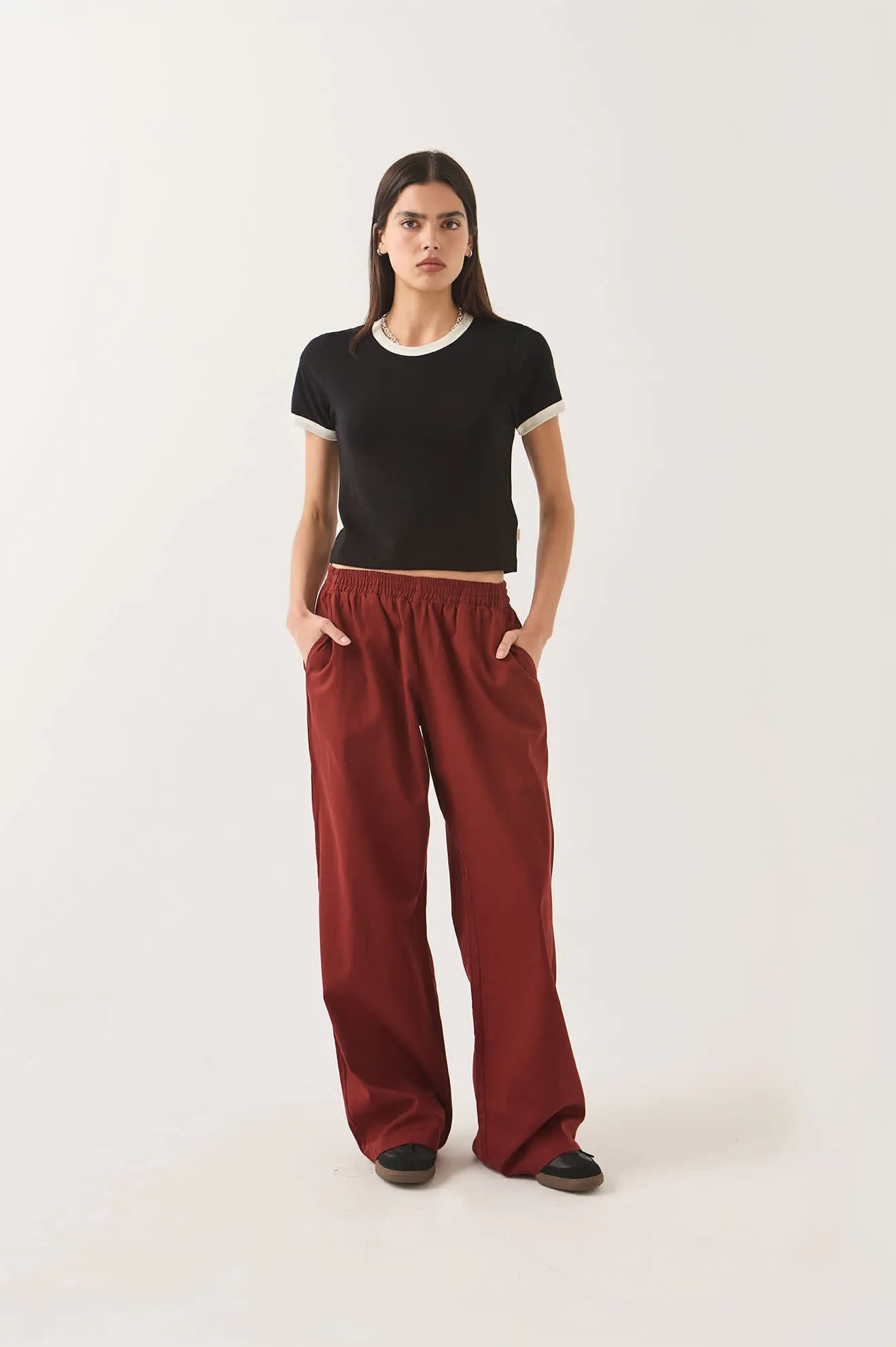 Carefree Organic Garment Dye Ringer T-Shirt - Black/Off White sold by Brixton