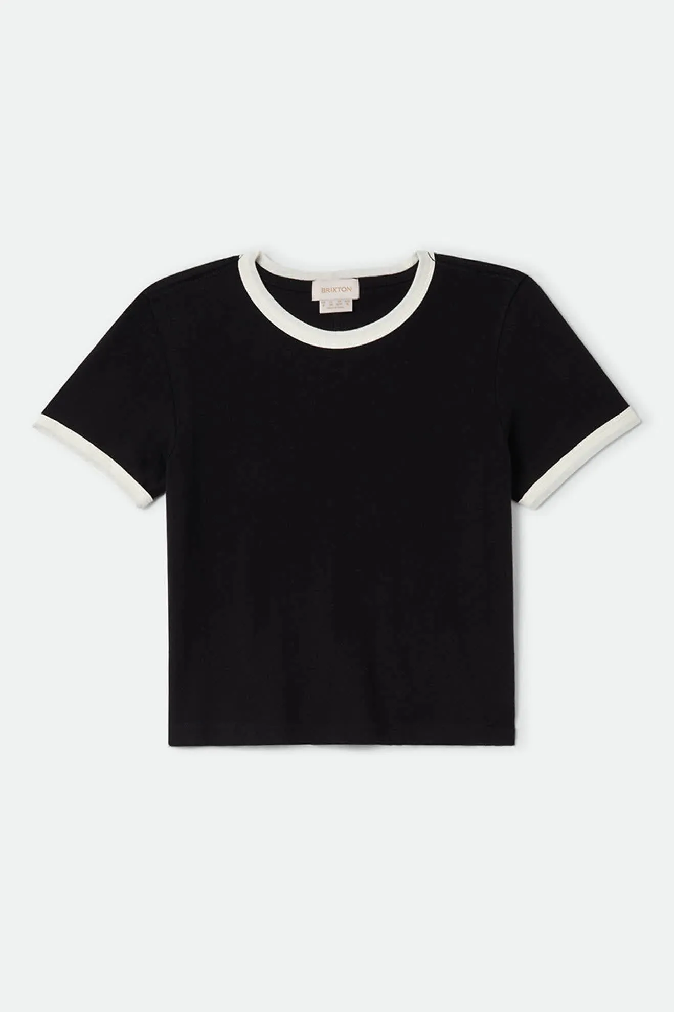 Carefree Organic Garment Dye Ringer T-Shirt - Black/Off White sold by Brixton product image thumbnail 2