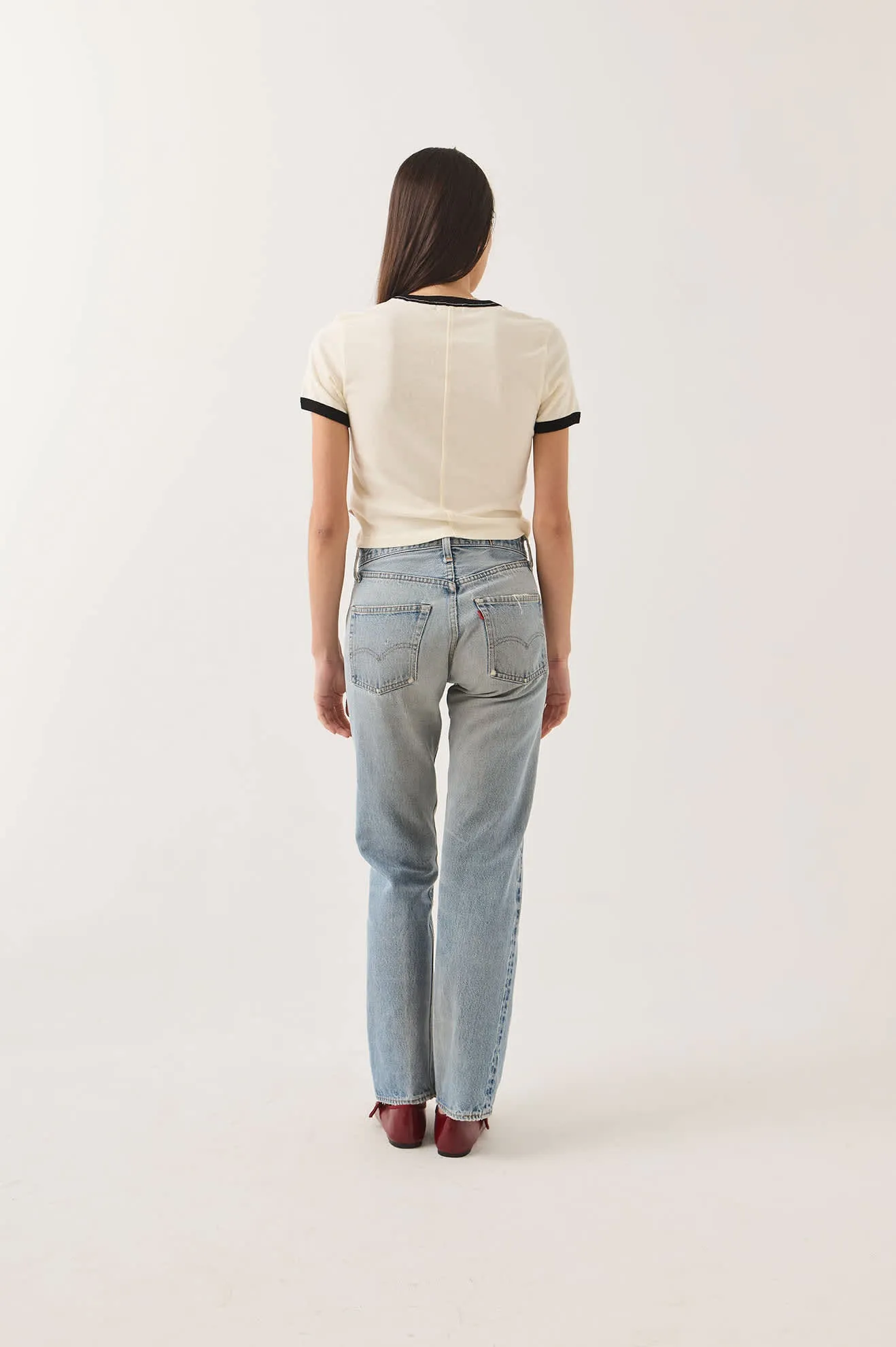 Carefree Organic Garment Dye Ringer T-Shirt - Off White/Black sold by Brixton product image thumbnail 4