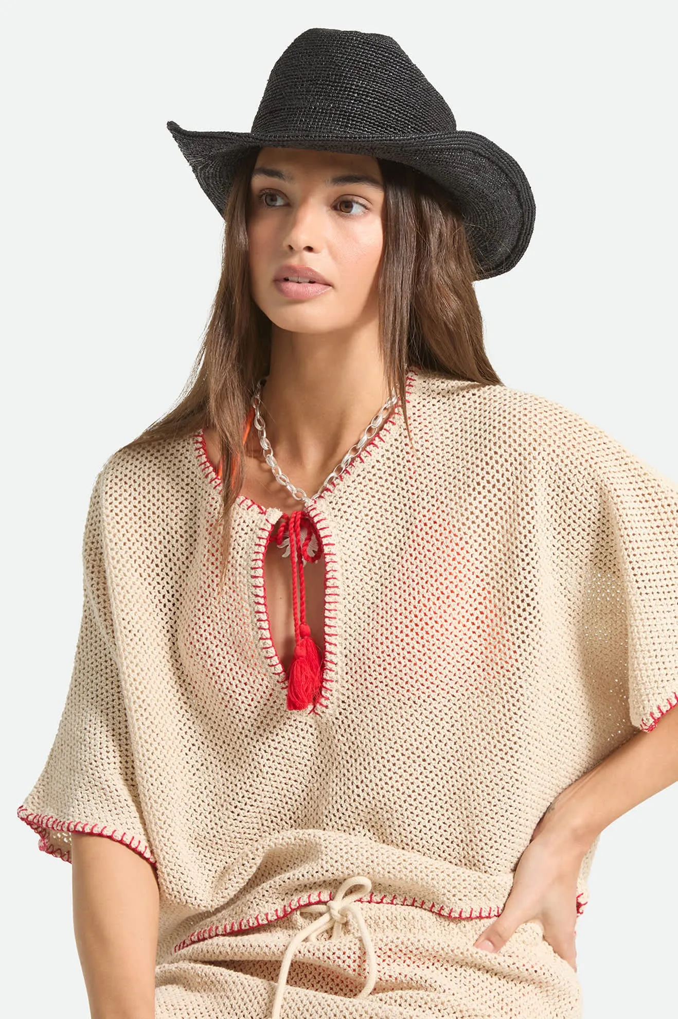 Odessa Straw Packable Cowboy Hat - Black sold by Brixton product image thumbnail 2