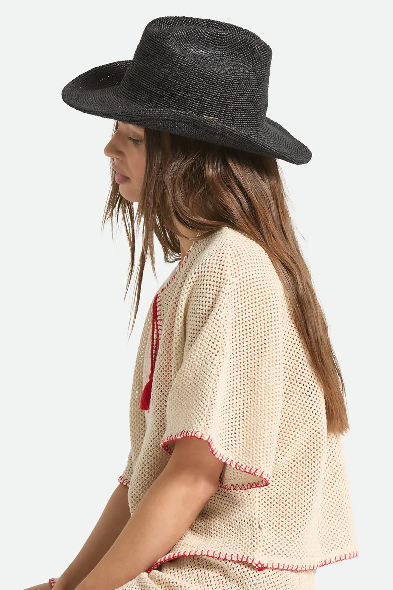 Odessa Straw Packable Cowboy Hat - Black sold by Brixton product image thumbnail 3