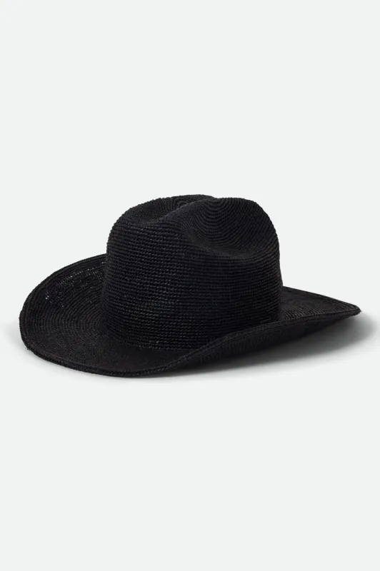 Odessa Straw Packable Cowboy Hat - Black made by Brixton