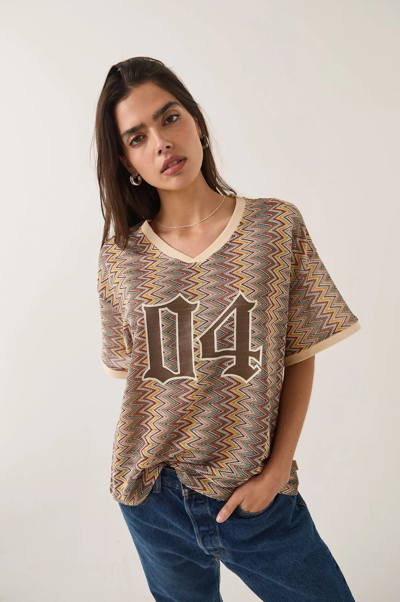 Football Oversized Mesh Jersey - Multi Color Zigzag sold by Brixton product image thumbnail 4